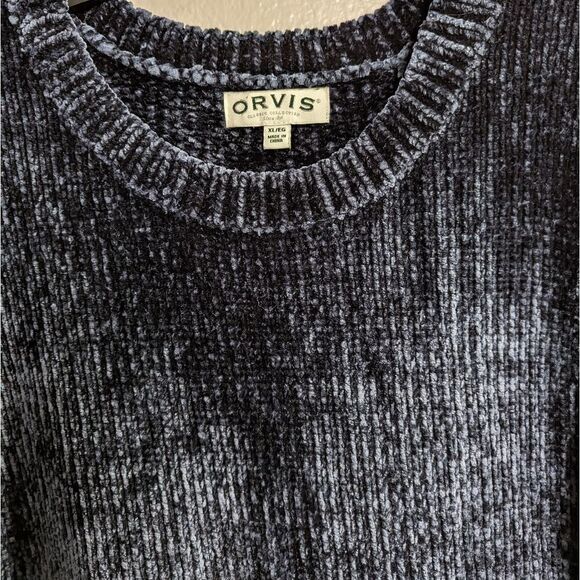 Orvis Dark Teal Blue Chenille ribbed soft fuzzy knit crewneck sweater womens XL - Picture 5 of 6